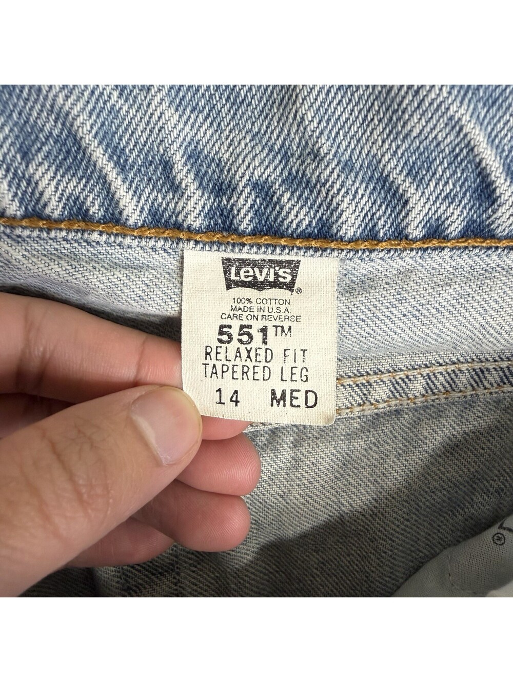 Vintage 90s Levis 551 Jeans Womens 14 Med Blue High Rise Relaxed Tapered USA - Picture 6 of 10